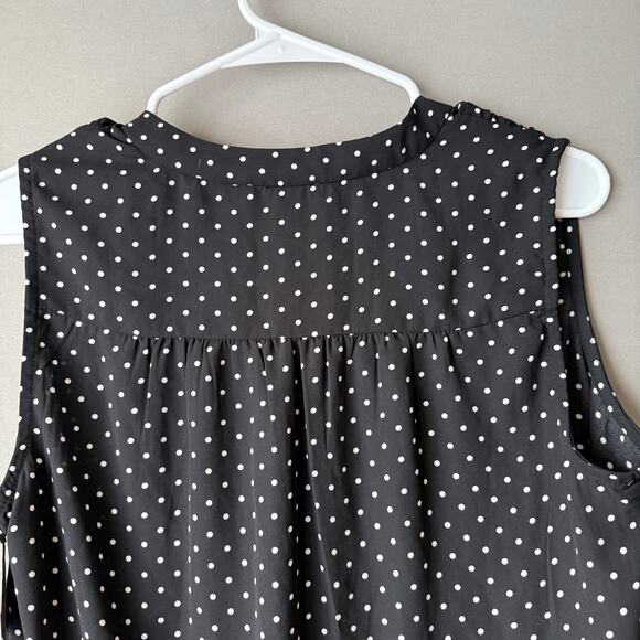 Vince Camuto sz S black‎ white polka dot sleeveless blouse NWT - Picture 3 of 11